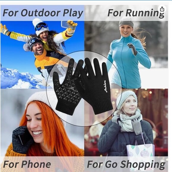 ACHIOU Winter Gloves /UNISEX/Touch Screen/Thick Anti--Slip Silicone Gel/Medium - Picture 4 of 4